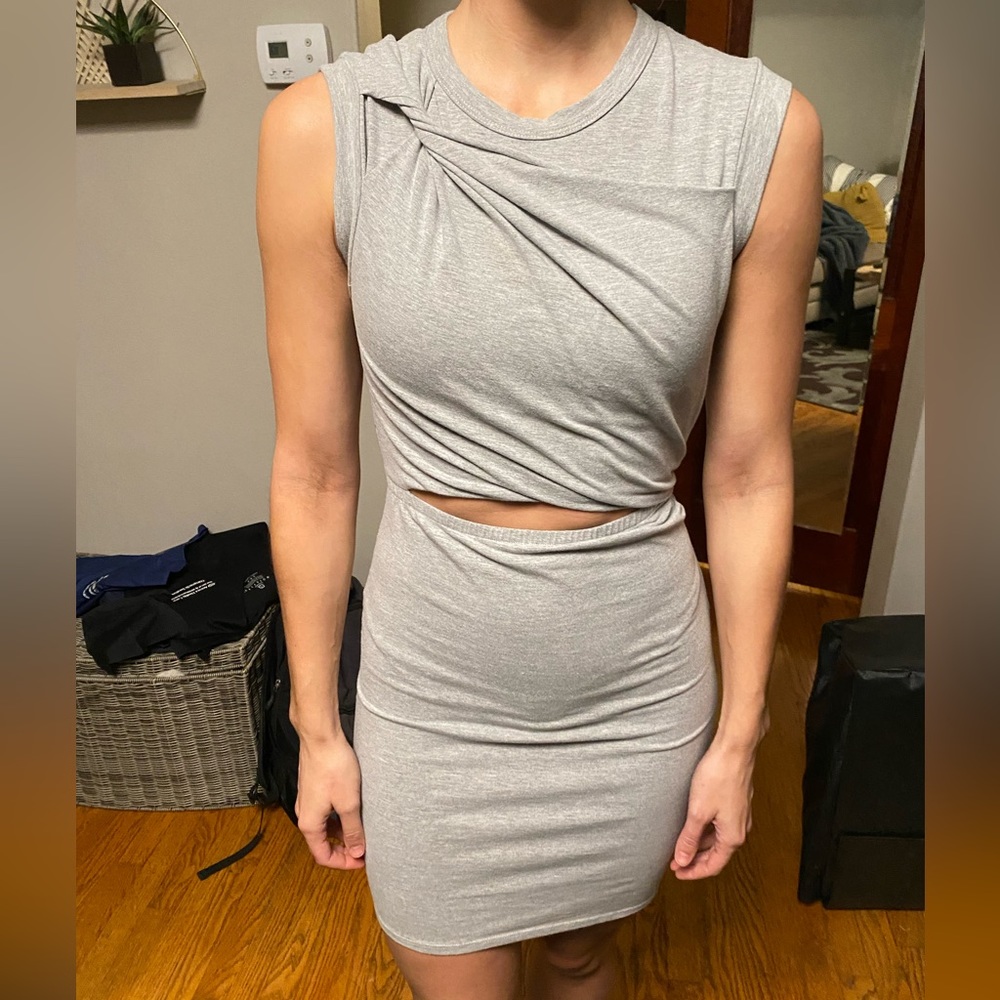 Gray fitted mini dress